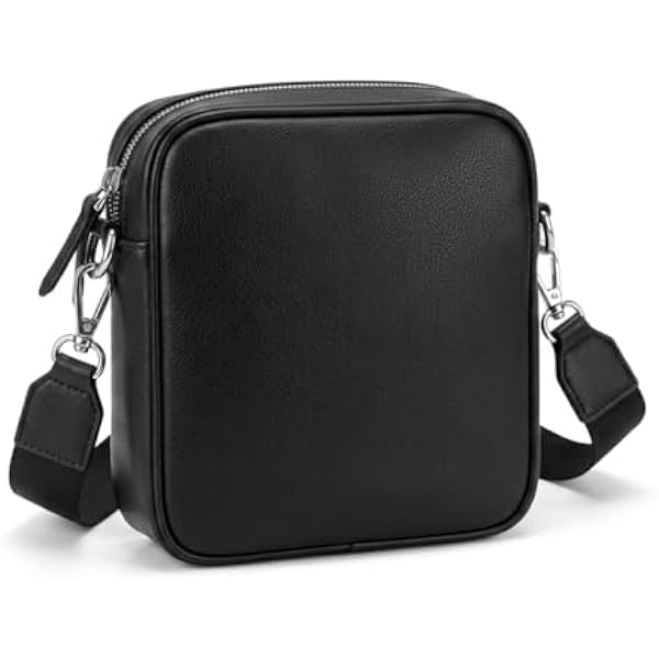 Rosvovo Crossbody Bags for Women, Stylish Vegan Leather Small Purse with Adjustable Strap & Front Pocket, Black Handbag