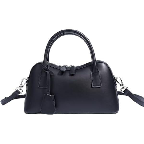 Rosvovo Genuine Leather shoulder Bag for Women with Top Handle, Satchel purse Bowler Handbags with zipper closure