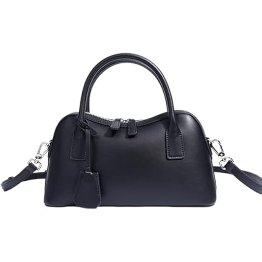 Rosvovo Genuine Leather shoulder Bag for Women with Top Handle, Satchel purse Bowler Handbags with zipper closure