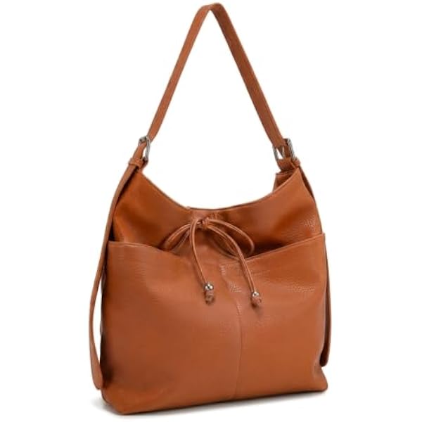 Rosvovo Soft Leather Hobo Shoulder Crossbody Handbag | Genuine Leather Slouchy Bucket Bag, Women