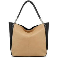 Rosvovo Hobo Shoulder Bag for Women - Black Leather Handbag | Silver Hardware, Large Slouchy Bucket Purse, Large Slouchy Bucket Purse