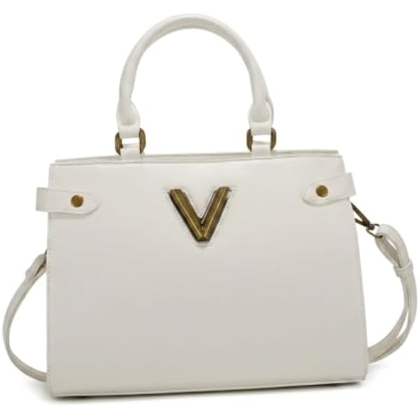 Rosvovo Women's Handbag - Elegant White Leather-Like Shoulder Bag with Gold Hardware