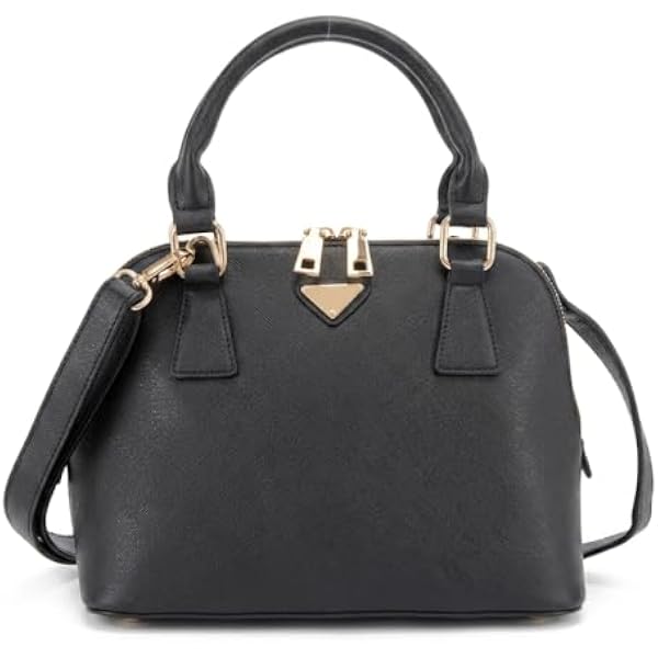 Rosvovo Women's Small Satchel Bag - Classic Leather Handbag with Detachable Shoulder Strap & Metal Clasp