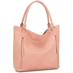 Rosvovo Pink Tote Bag - Large Slouchy Shoulder Bag for Women | Trendy Vegan Leather Hobo Handbag, Work, Travel, Daily Use