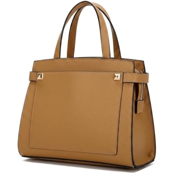 Rosvovo Leather Tote Bag for Women - Stylish Tan Handbag with Shoulder Strap & Zipper Closure