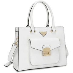 Rosvovo White Crossbody Purse for Women - Elegant Small White Handbag | Gold Hardware, Vegan Leather
