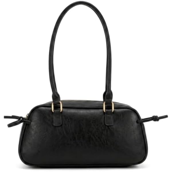 Rosvovo Swing Bag, Leather Bowler Bag with Zip Closure, Versatile Swing Zip Shoulder Bag for Women