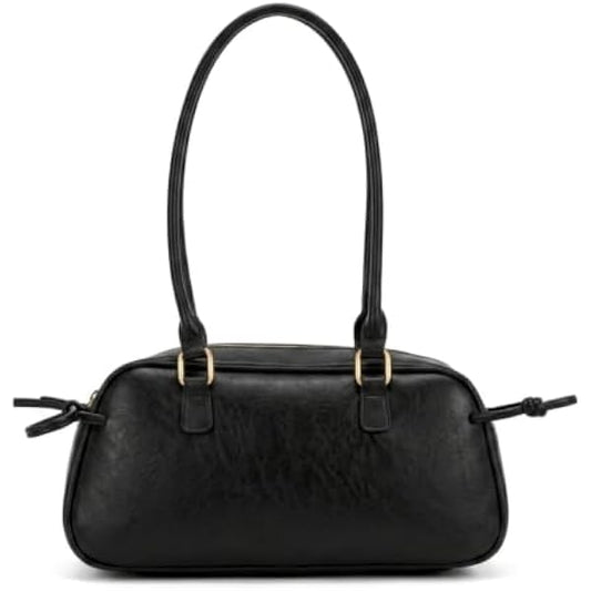 Rosvovo Swing Bag, Leather Bowler Bag with Zip Closure, Versatile Swing Zip Shoulder Bag for Women