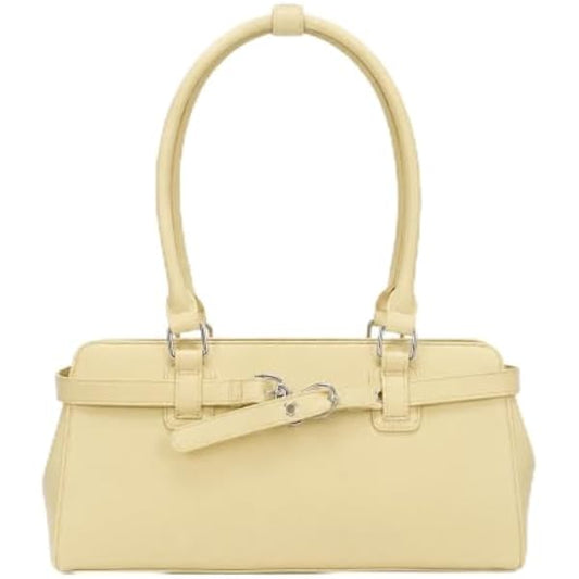 Rosvovo Women's Top Handle Shoulder Bag | Butter Yellow Tote, Large Capacity, PU Leather Handbag, Trendy Summer Style
