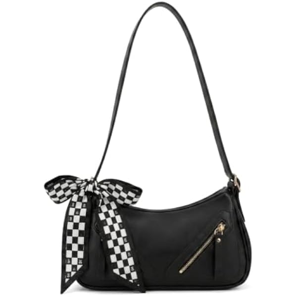 Rosvovo Fashion Bow Shoulder Bag - Coquette Style Checkered Purse for Women