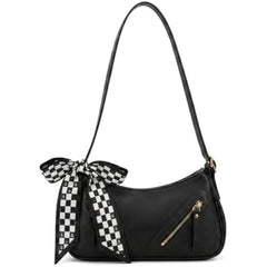 Rosvovo Fashion Bow Shoulder Bag - Coquette Style Checkered Purse for Women