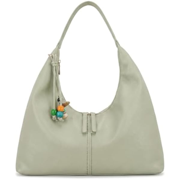 Rosvovo Green Leather Hobo Bag | Slouchy Crescent Tote Clutch, Women, Soft Leather Shoulder Bag, Daily Use