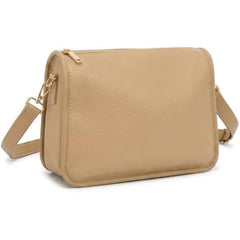 Rosvovo Tan Leather Crossbody Bag for Women - Small Neutral Handbag for Daily Use & Travel