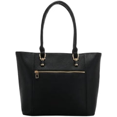 Rosvovo Genuine Leather Tote Bag for Women - Large Capacity Black Shoulder Bag with Gold Hardware