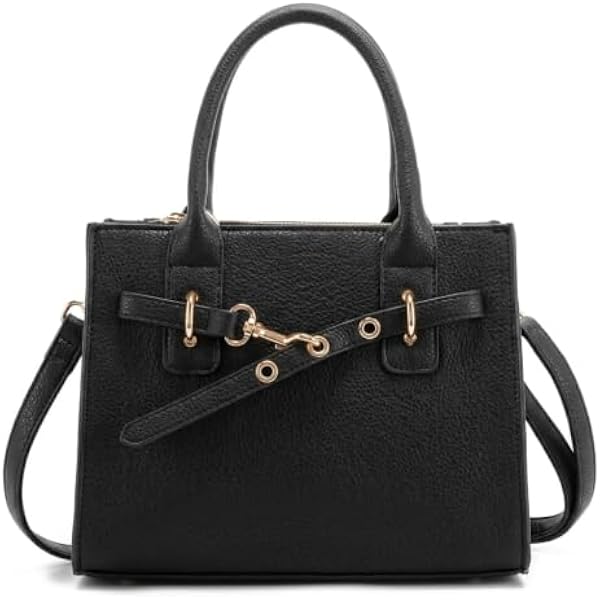 Rosvovo Elegant Vegan Leather Tote Bag for Women, Classic Black Crossbody Purse with Adjustable Shoulder Strap