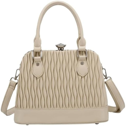Rosvovo Mini Top Handle Crossbody Bag for Women | Woven Leather Texture Small Handbag, Designer Style Shoulder Bag