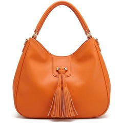 Rosvovo Tassel Hobo Handbag for Women, Elegant Vegan Leather Crossbody Bag with Adjustable Shoulder Strap, Orange