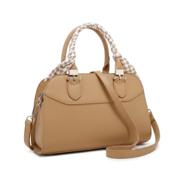 Rosvovo Small Top Handle Bag - Elegant Brown Structured Satchel Purse for Women, Designer-Inspired Small Tote Handbag