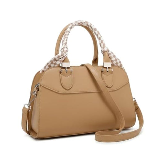 Rosvovo Small Top Handle Bag - Elegant Brown Structured Satchel Purse for Women, Designer-Inspired Small Tote Handbag