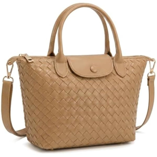 Rosvovo Hand Woven Purse - Designer Inspired Braided Leather Crossbody Bag for Women, Trendy Mini Dumpling Handbag
