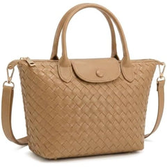 Rosvovo Hand Woven Purse - Designer Inspired Braided Leather Crossbody Bag for Women, Trendy Mini Dumpling Handbag