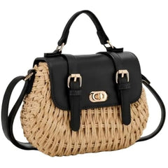Rosvovo Straw Crossbody Bag - Versatile Woven Top-Handle Handbag for Summer & Vacation