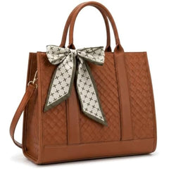 Rosvovo Laptop Bag for Women | Vintage Quilted PU Leather Work Tote Bag, Water Resistant Brown Professional Handbag, Office, Commuting