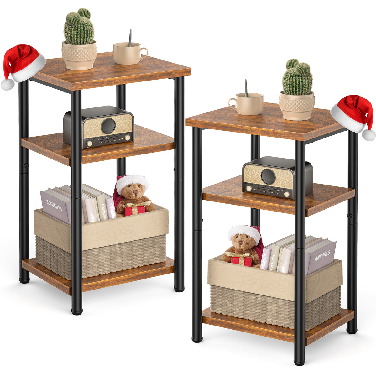 MyDepot 2 Pack Side Table, Small End Table, Tall Nightstand for Living Room, Bedroom, Office, Bathroom