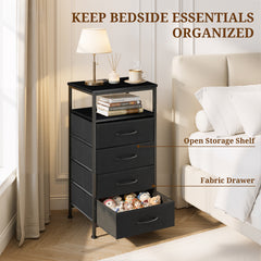 MyDepot  Nightstand With Charging Station, Bedside End Table With 4 Fabric Drawers & USB/Type-C Ports And Outlets, Night Stand For Bedroom Furniture, Adjustable Feet And Variable Light Strip