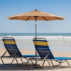 MyDepot Upgrade 10 FT LED Outdoor Patio Deck Umbrella with 32 Solar Lights, Tilt & Crank, UV-Resistant and Waterproof Table Umbrella for Pool, Beach, Market and Restaurant