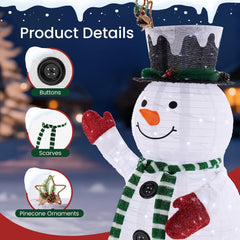 5ft Outdoor Lighted Snowman Christmas Decoration for Yard, Large Outdoor Christmas Decorations w/ 200 LED Lights, Hat, Scarf