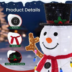 5ft Outdoor Lighted Snowman Christmas Decoration for Yard, Large Outdoor Christmas Decorations w/ 200 LED Lights, Hat, Scarf