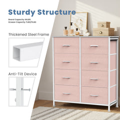 MyDepot 8-Drawer Dresser for Bedroom, Anti-Tip Tall Storage Organizer Chest of Drawers with Wooden Top and Metal Frame Fabric Bins for Closet, Living Room, Hallway, Entryway