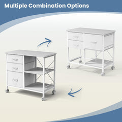 Mydepot 3-Tier Mobile File Cabinet, Printer Stand with Storage, Office Table with Drawers and Back Support Bar, Holds 110lb for Home Office