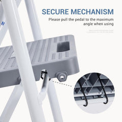 MyDepot  Step Ladder, 2 Step Ladder, 800lbs Folding Step Stool with Wide Anti-Slip Pedal, Sturdy Ladder, Convenient Handrail, Lightweight, Portable Step Stool
