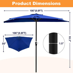 MyDepot Half Umbrella Outdoor Patio，9FT scalloped Patio Umbrella with Easy Crank, Sun Half Patio Umbrella for Patio, Market, Garden, Balcony