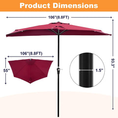 MyDepot Half Umbrella Outdoor Patio，9FT scalloped Patio Umbrella with Easy Crank, Sun Half Patio Umbrella for Patio, Market, Garden, Balcony