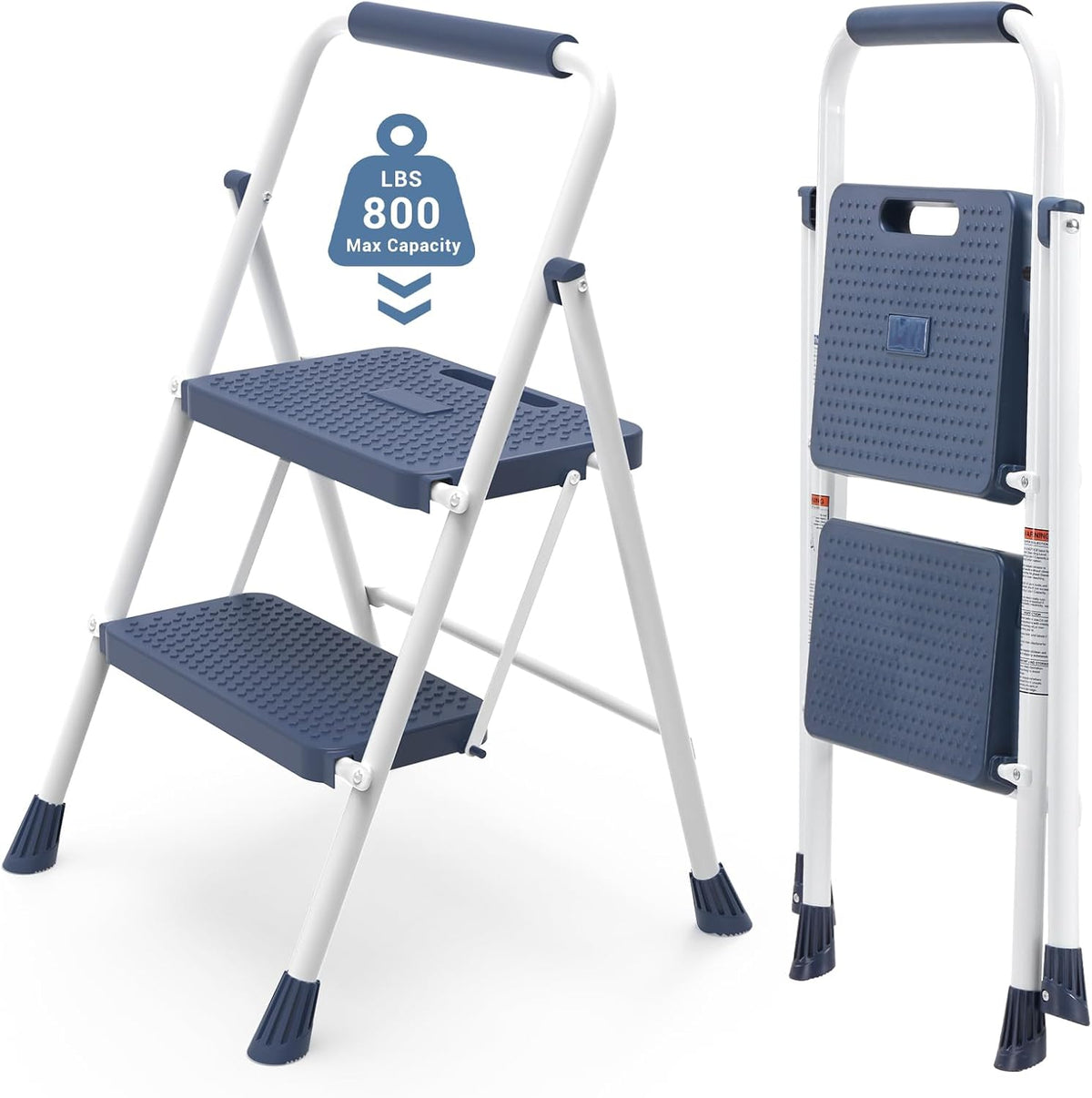 MyDepot  Step Ladder, 2 Step Ladder, 800lbs Folding Step Stool with Wide Anti-Slip Pedal, Sturdy Ladder, Convenient Handrail, Lightweight, Portable Step Stool
