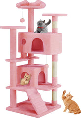 MyDepot 54 Inch Cat Tree Tower, Multi-Level with Cat Scratching Post, Indoor Cat Condo with Climbing Ladder, Plush Toy, Play House for Cat