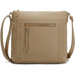 Rosvovo Elegant Vegan Leather Crossbody Bag for Women, Stylish Beige Shoulder Bag & Travel Purse