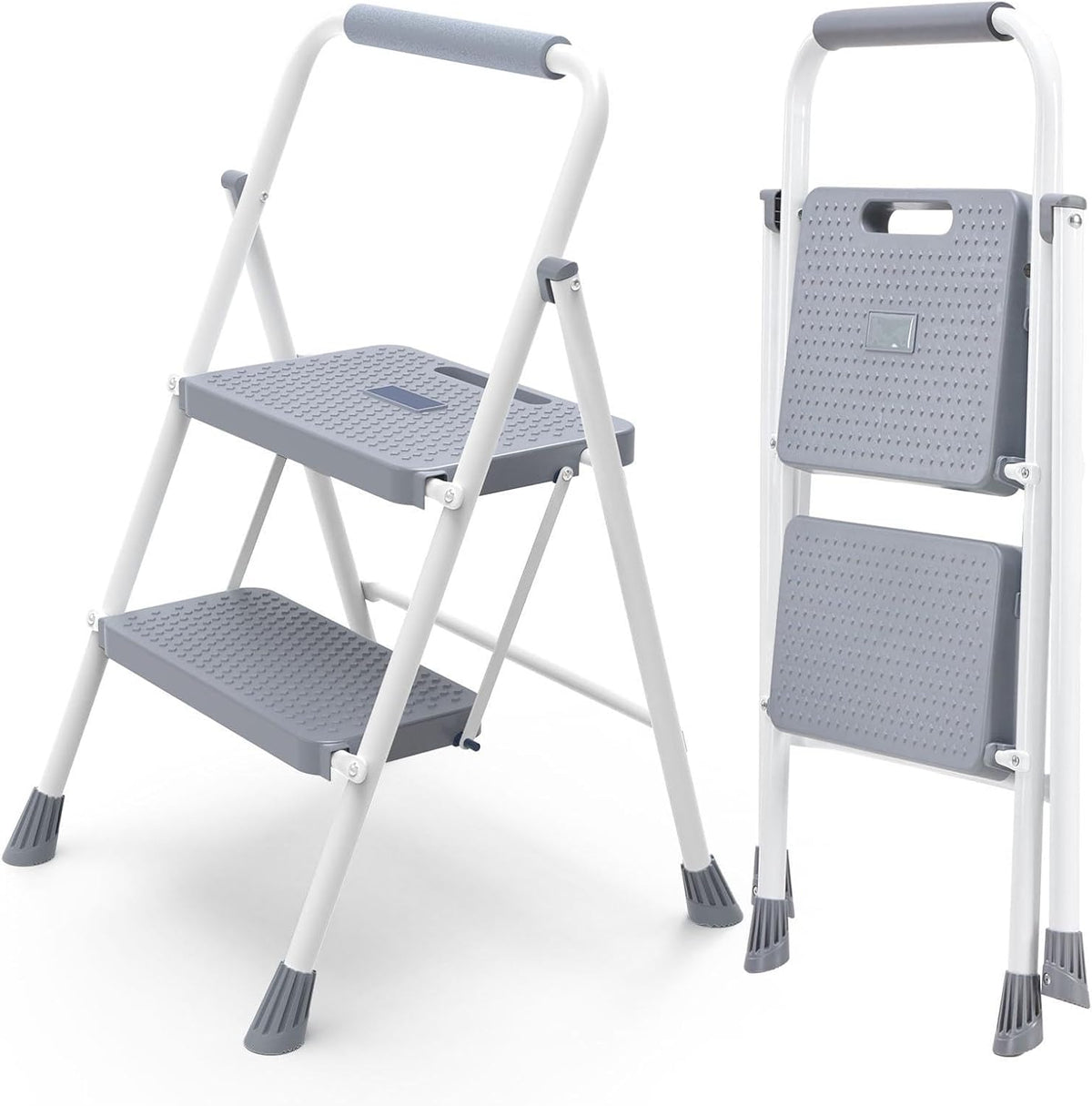 MyDepot  Step Ladder, 2 Step Ladder, 800lbs Folding Step Stool with Wide Anti-Slip Pedal, Sturdy Ladder, Convenient Handrail, Lightweight, Portable Step Stool