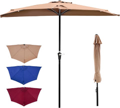 MyDepot Half Umbrella Outdoor Patio，9FT scalloped Patio Umbrella with Easy Crank, Sun Half Patio Umbrella for Patio, Market, Garden, Balcony