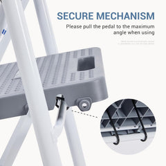 MyDepot  Step Ladder, 3 Sturdy Step Stool with Anti-Slip Pedal & Comfortable Handrail, Portable Heavy Duty Step Stool for Kitchen, Garage & Outdoor Use, 800lbs