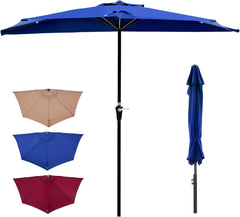 MyDepot Half Umbrella Outdoor Patio，9FT scalloped Patio Umbrella with Easy Crank, Sun Half Patio Umbrella for Patio, Market, Garden, Balcony