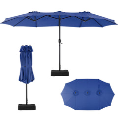 MyDepot 15FT Large Patio Umbrella with Base Included, Rectangle Table Umbrella Outdoor Patio, Outside Umbrellas for Deck, Market, Backyard