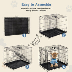 MyDepot Single Door Dog Crate, Metal Pet Kennel with Secure Lock, Foldable Design, Removable Tray for Easy Cleaning, Portable Puppy Cage for Small Dogs, Ideal for Training & Travel