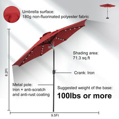 MyDepot Upgrade 10 FT LED Outdoor Patio Deck Umbrella with 32 Solar Lights, Tilt & Crank, UV-Resistant and Waterproof Table Umbrella for Pool, Beach, Market and Restaurant