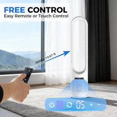 MyDepot 41" Bladeless Tower Fan with Built-in Air Filter, 80°Oscillating Quiet Fan for Bedroom, 8 Speeds, 8H Timer, Remote Control, LED Display, Easy to Clean, Home & Office