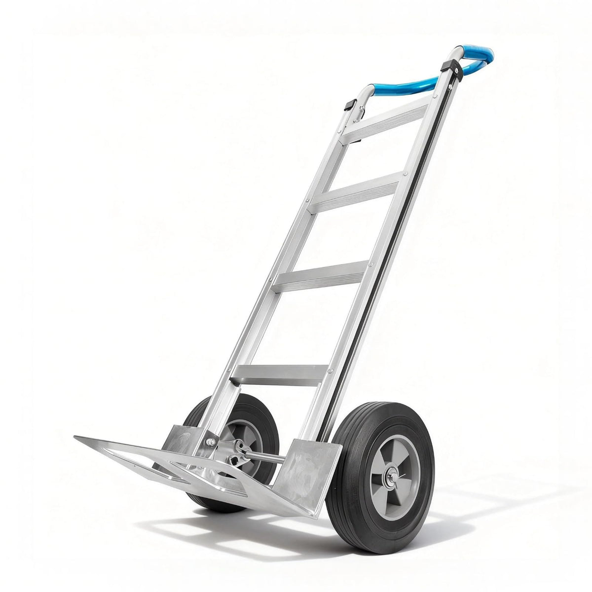 My Depot Heavy Duty Aluminum Hand Truck – 550 lbs Capacity, Ergonomic Curved Handle, 10" Solid Rubber Wheels, Beveled Nose Plate for Easy Loading & Transport