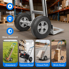 My Depot Heavy Duty Aluminum Hand Truck – 550 lbs Capacity, Ergonomic Curved Handle, 10" Solid Rubber Wheels, Beveled Nose Plate for Easy Loading & Transport